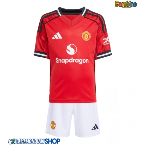 Maglie da calcio Manchester United Prima Maglia Bambino 2025-26 Manica Corta + Pantaloni corti)